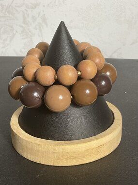 Chunky Earth Tone Beaded Set 70s Boho Beaded Stacking Retro Hippie Bracelets